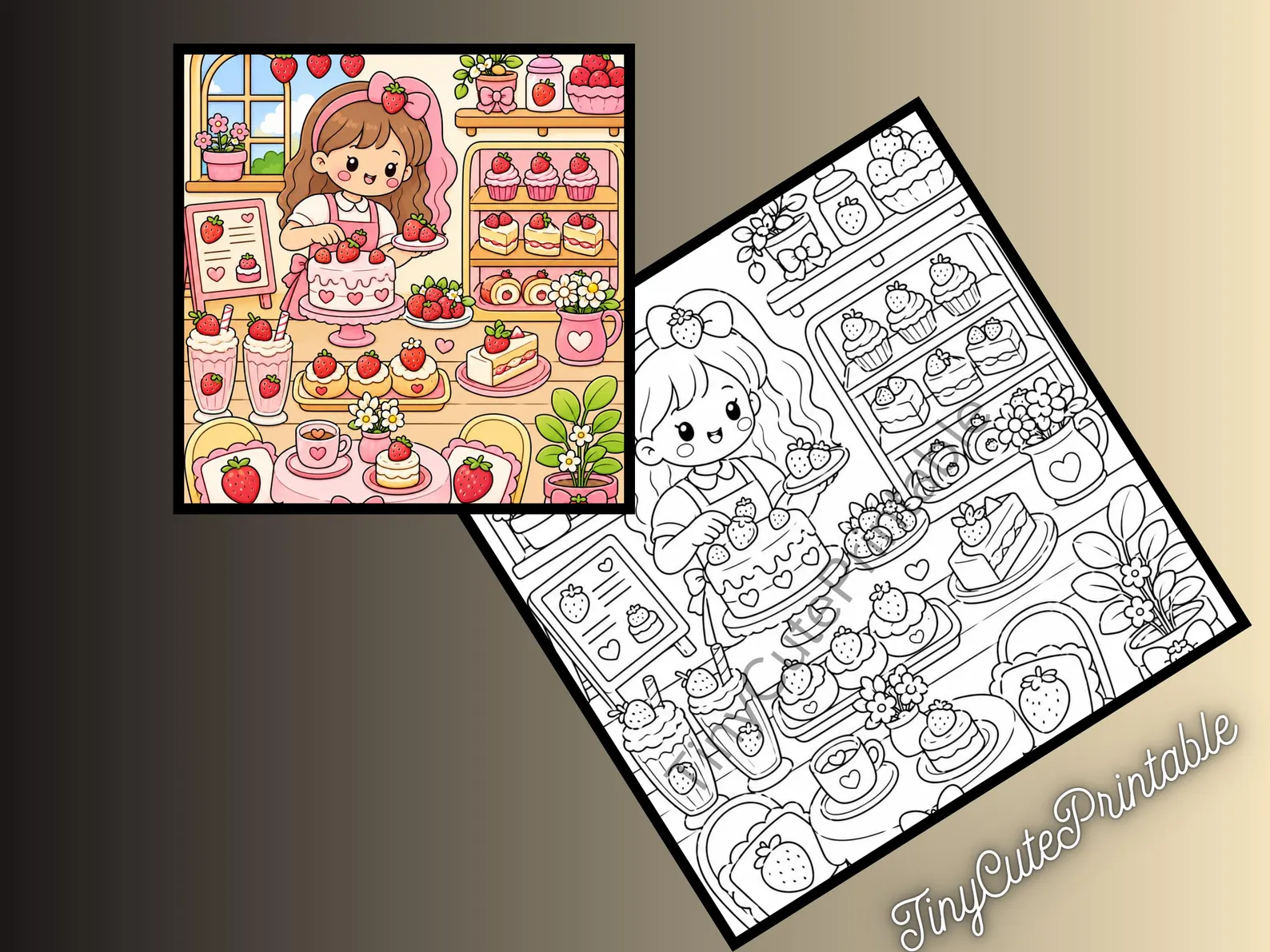 CuteLearner printable Cozy Bakery Coloring Book, Kawaii Dessert Pages, Relaxing Activity (PDF Download) — Coloring Books — preview 3